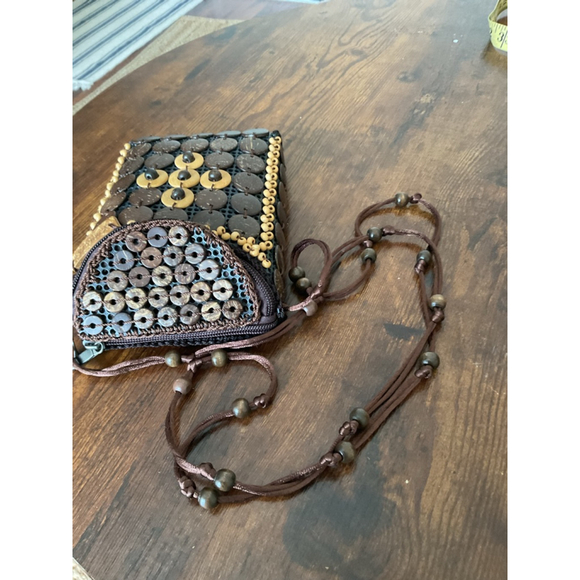 Boho Coconut Shell Crossbody Bag Handmade Beaded Festival Hippie Purse - Picture 4 of 9